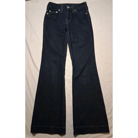 True Religion Denim - True Religion Jeans Farrah Flare Cut Stretchy Womens Size 27x32 Black